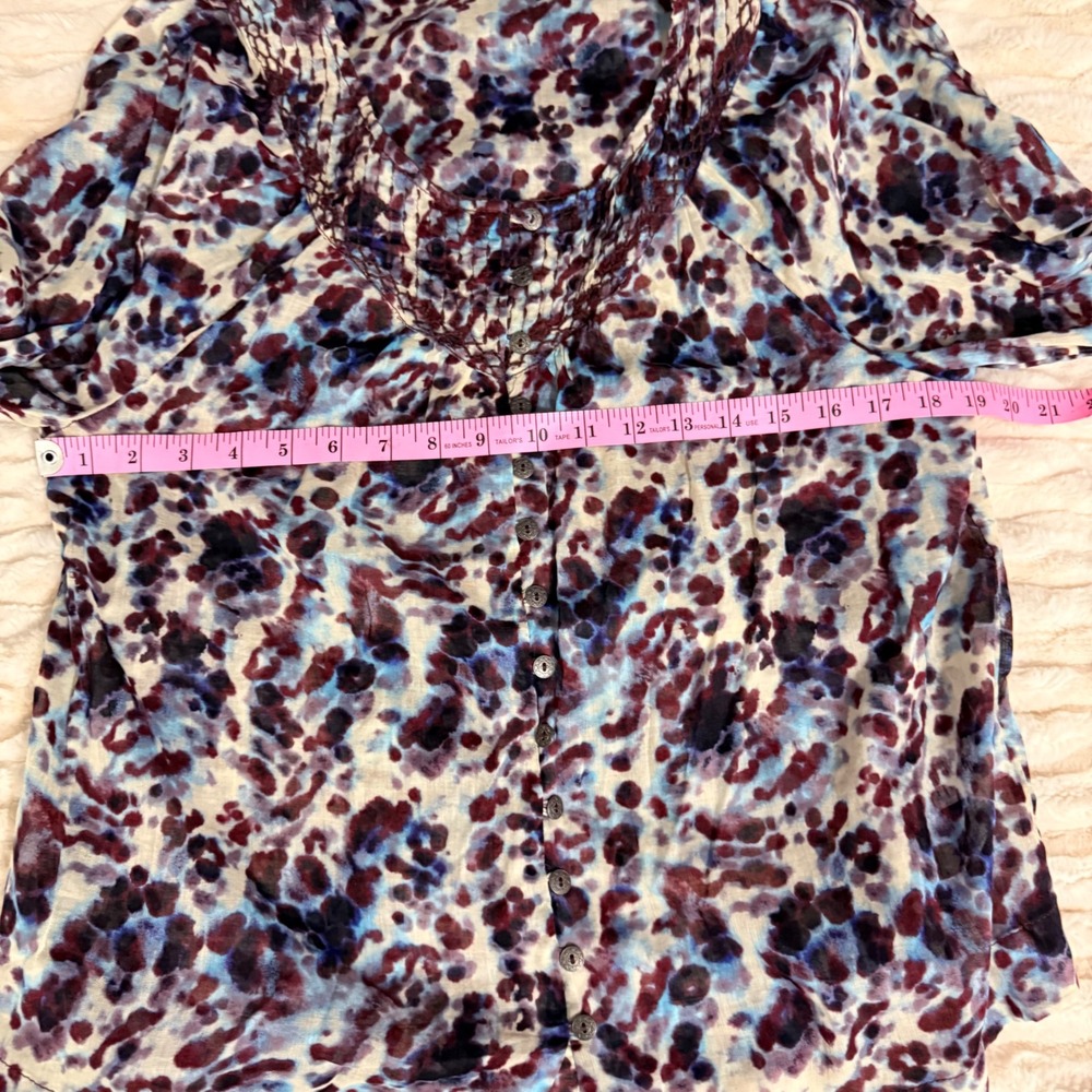 Beachlunchlounge Long Sleeve Button Up Blouse Abstract Print Size X Small - Picture 9 of 10